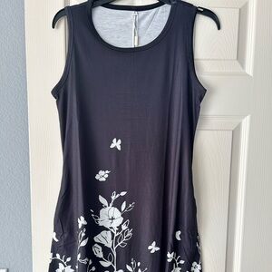 Elegant Black and White Floral Dress